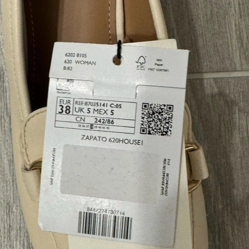 Mango Cream Loafers with Gold Detail